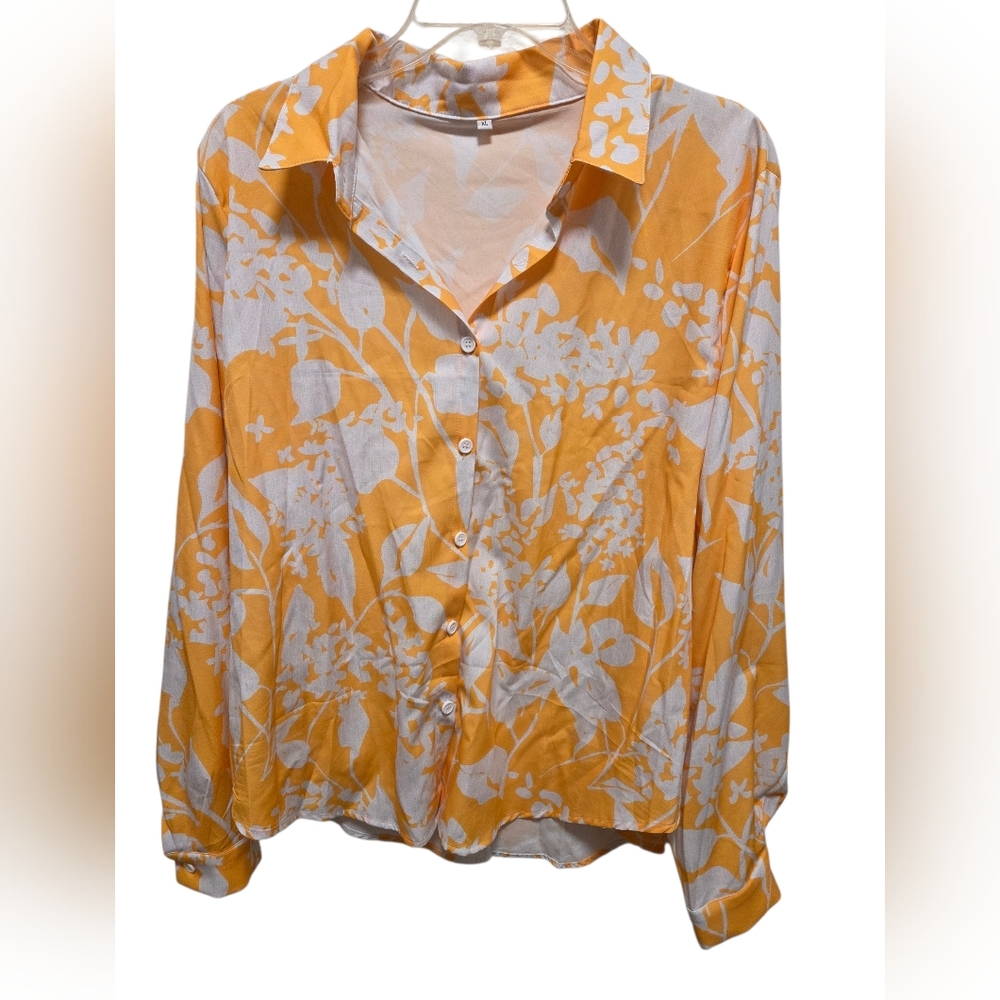 Yellow And White Long Sleeve Blouse